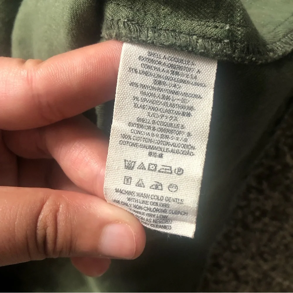 Free People Asymmetrical Snap Button Hoodie Olive Green Linen Blend S Top - Picture 9 of 10